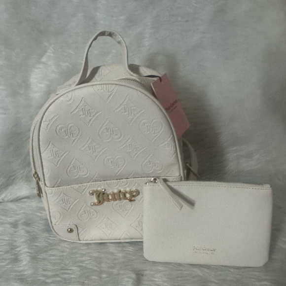 Juicy Couture cream Mini Backpack and Pouch Set - Picture 1 of 4